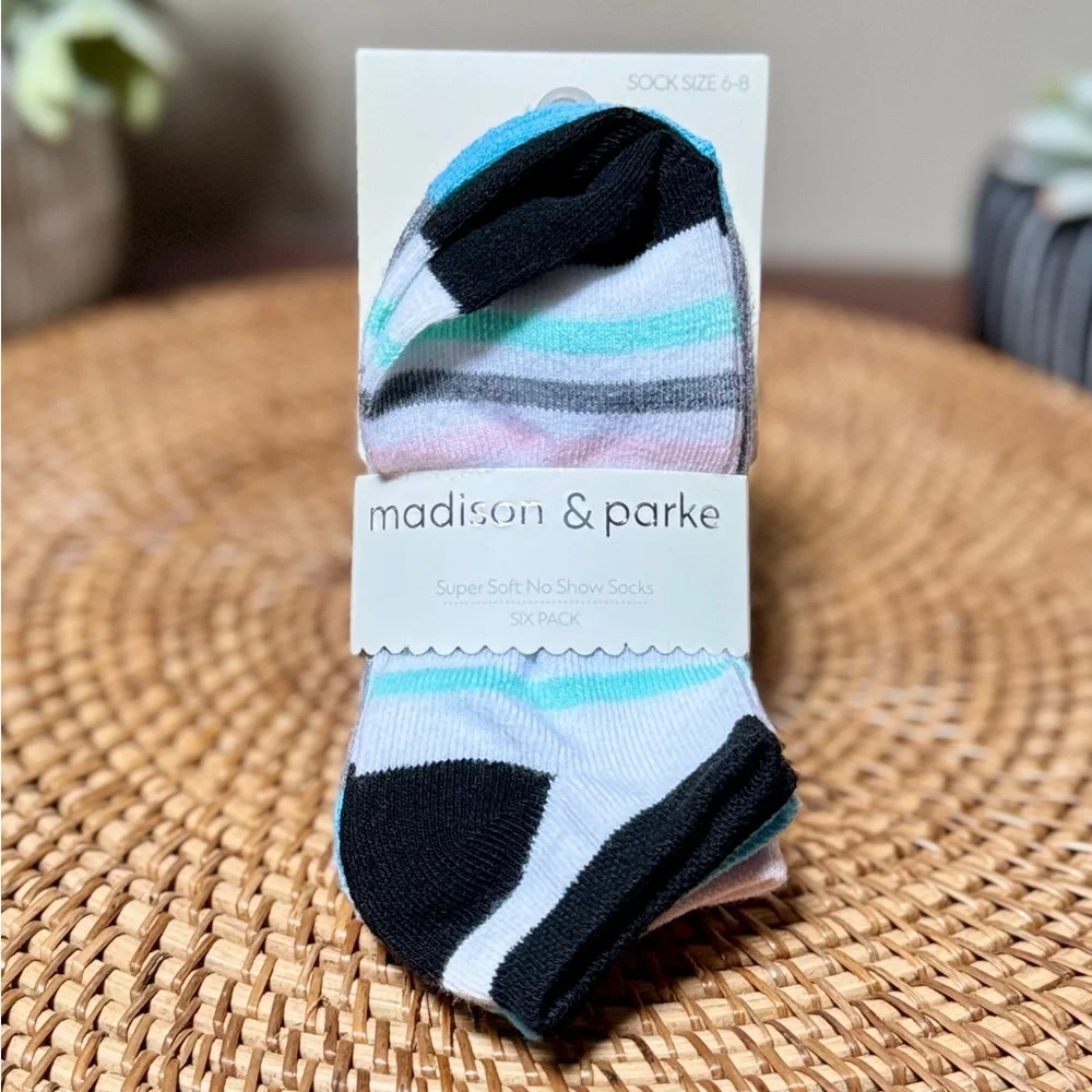6 pairs Kids' Color Strip No Show Socks